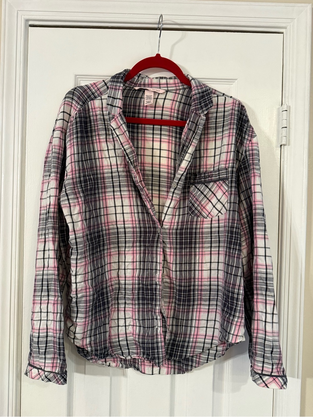 Victoria's Secret Pink and Gray Plaid Button-Down Shirt
